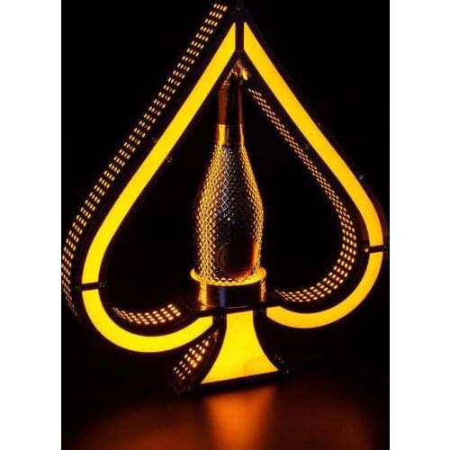 STAINLESS STEEL ACE OF SPADE CHAMPAGNE BOTTLE DISPLAY