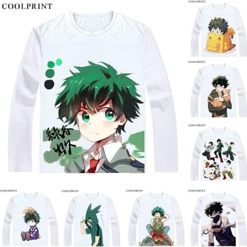 Midoriya Izuku T Shirt Boku no Hero Academia My Hero Academia Men T-shirt Casual Vintage TShirt Printed Long Sleeve Shirts