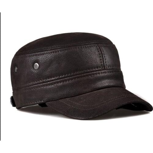 Brand New 2021 Winter Genuine Leather Baseball Caps Outdoor Hockey Golf Fishing Gorras Black Brown Trucker Hat Women Man