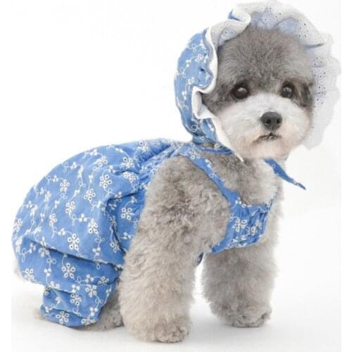 Summer Dog Overalls Jumpsuit Small Dog Clothes Hat Cap Cute Puppy Costumes Pants Headwear Dropshipping Pet Products Dog Clothing