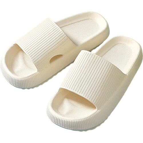 Unisex Slippers for Summer White Open-toed Thick-soled Anti-slip Sandals for Indoors and Outdoors