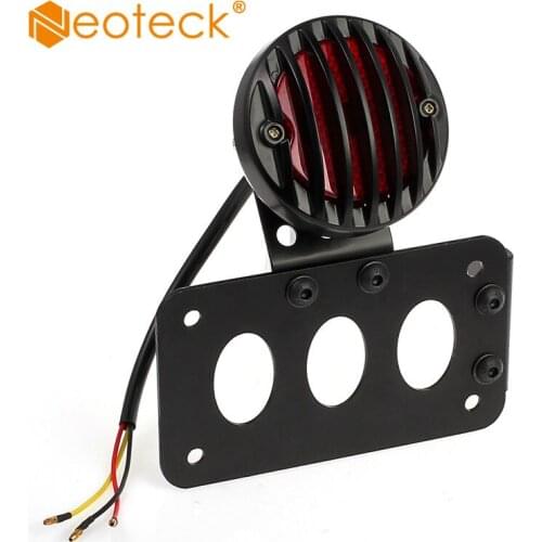 Neoteck 12V Motorcycle Bulb Tail Light With License Plate Bracket Motorbike Rear Light LED