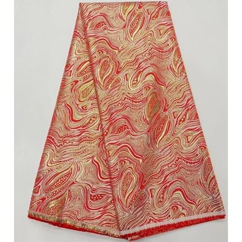 Latest Red Brocade Jacquard Lace Fabric Damask 2021 High Quality African Nigerian Tissus Sewing Material Cloth For Dress PJZ9