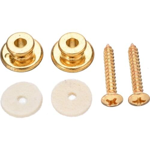 New 2Pcs Chrome Copper Guitar Strap Locks Mushrooms Heads Guitar Bass Strap Locks Pins Belt Buckle Buttons Silver/Black/Silver