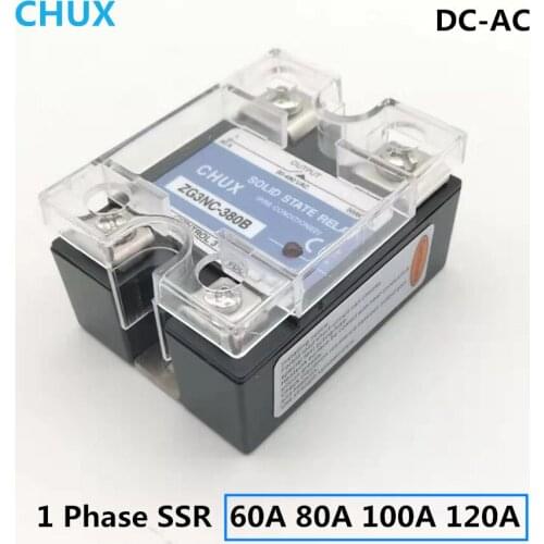 CHUX Single phase Solid State Relay 60a 80a 100a 120a 3-32VDC 90-480VAC DC To AC SSR 80DA Relays