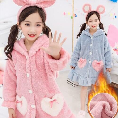 Autumn Winter Baby Pajamas Robe Cartoon Hoodies Girl Boys Sleepwear Bath Towels Kids Soft Bathrobe Pajamas Childrens Clothing