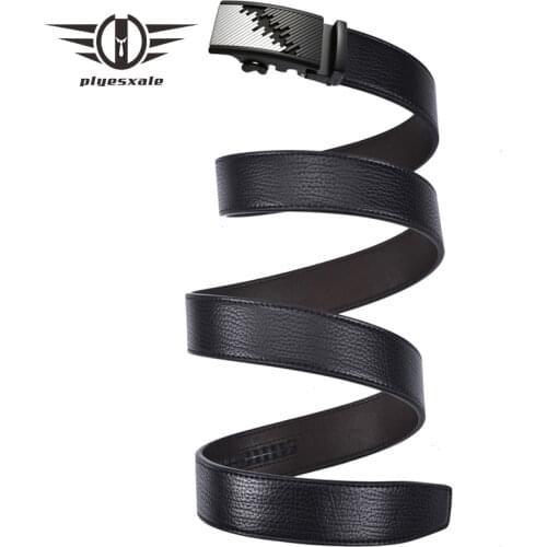 Plyesxale Brand Black Belt Luxury Cowhide Genuine Leather Automatic Buckle Belts For Men Casual Cowboy Jeans Belt Strap B225