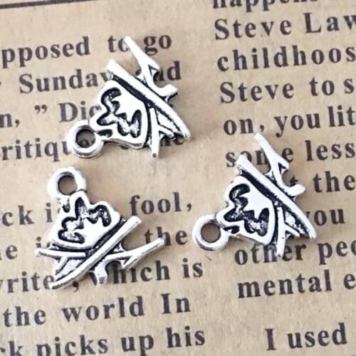 BULK 100pcs Alloy Metal Fire Charms Barbecue Camping Antique Plating Pendant for DIY Bracelets 11*11mm 0.4g