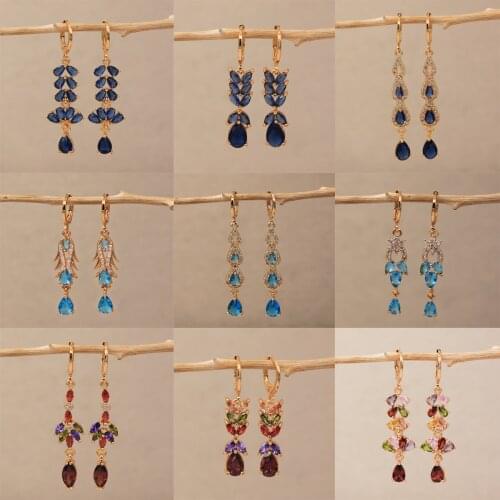 Trendy Water Drop Earrings Cubic Zirconia Gold Plated Copper Earring For Women Fashion Jewelry Accessories Wedding Party Gift