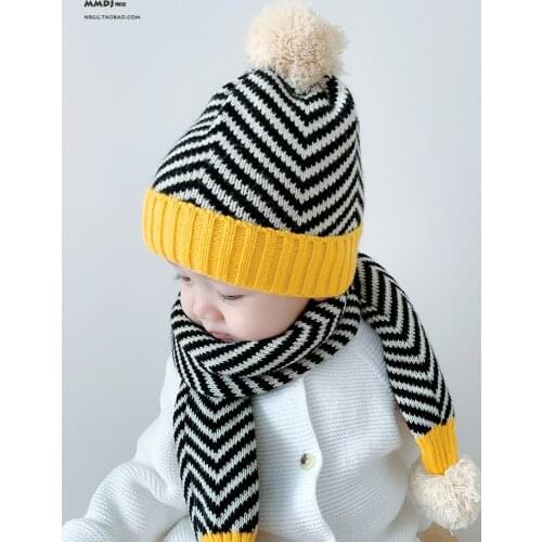 Children Winter Knit Hats Girls Beanie Hat Kids Newest Cap Scarf Set Warm Skull Neck Warmer With Thick Winter Child 1-5 Years