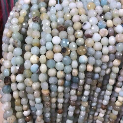 Oblate Cut Natural Stone Beads Amazonites Loose Stone Bead For Bracelet Necklace Jewelry Making DIY Size 6mm