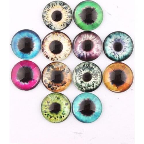Handmade 6 Size Glass Mixed Eyes Round Flatback Cameo Cabochon Domed DIY Jewelry Charm Photo Pendant Setting