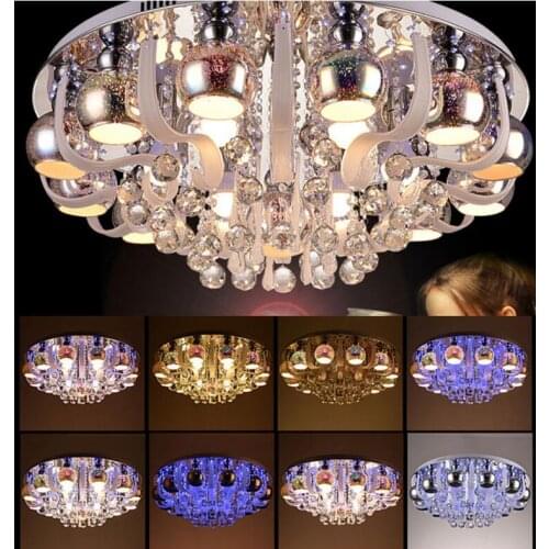 Living room lights round crystal lamp ceiling lamp led modern simple bedroom lights restaurant lighting color atmosphere lamps