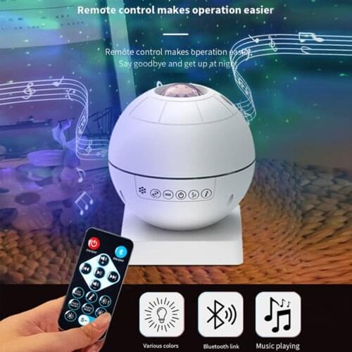 LED Starry Sky Night Lights Projector Bluetooth Ocean Wave Projector Remote Control Music Player Party Christmas For Kids Gifts