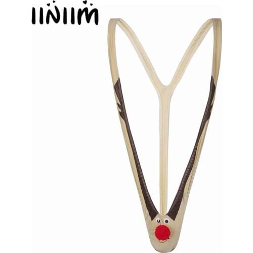 US/UK STOCK iiniim Male Mens One-piece Velvet Christmas Fancy Costume Jockstraps Bodycon V-shaped Mankini Thong Underwear