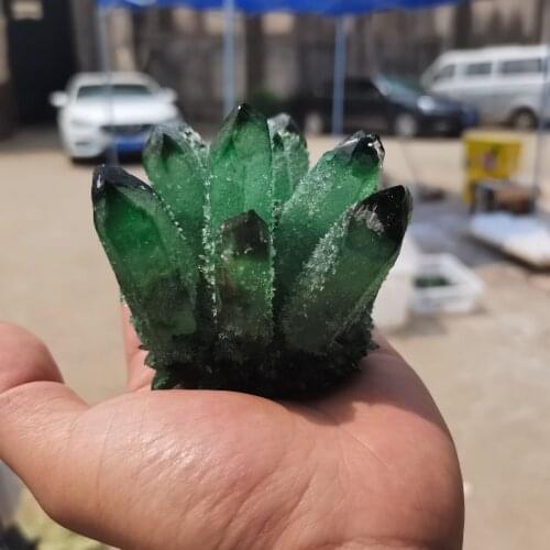 High quality 100% Natural Green Phantom Crystal Ghost Quartz Crystal Clusters Fengshui Home Decoration