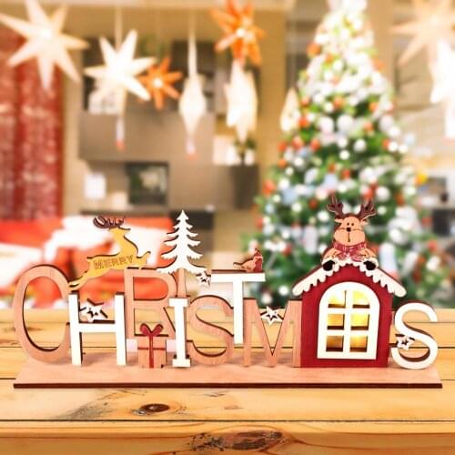 YOOAP Wooden Christmas Ornaments Light Merry Christmas Decor for Home 2020 Navidad Cristmas Decor Xmas Gifts Happy New Year 2021