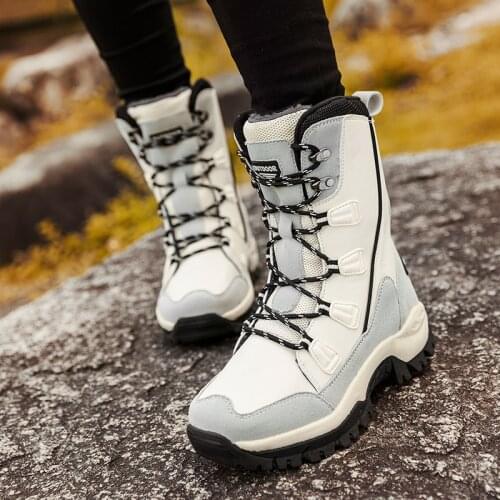 Tantu Women Hiking Boots Waterproof Ankle Snow Boots Fleece Warm Outdoor Mountain Boots for Women Fashion Winter Hiking Shoes