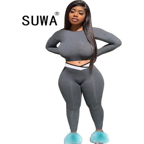 Women spring clothes tracksuit women two piece tracksuit set long sleeve crop top + sport pants soft sweatpants lounge wear