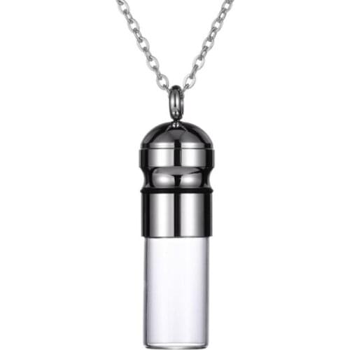 1PC Stainless Steel Glass Container Tube Urn Keepsake Cremation Jewelry Urn Jewelry for Men