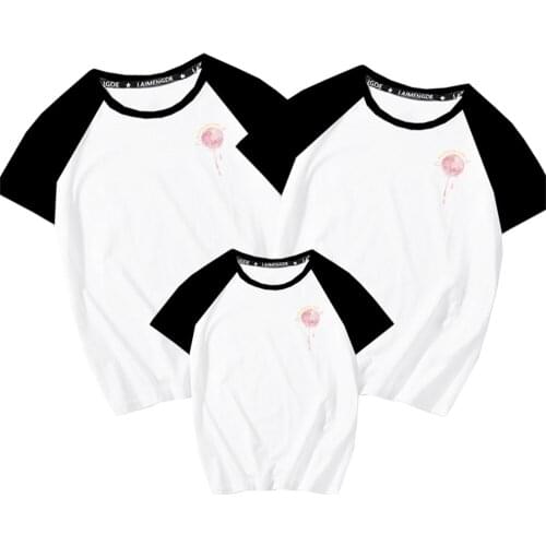 2021 Summer Parents-child T Shirt Planet Printing Cotton Family Vacation Casual Sweet Baby Tops Streetwear Loose Harajuku Funny