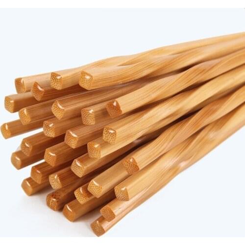 5Pair High Quality Natural Bamboo Twist chop sticks Reusable Food Stick Tableware Popular Healthy Wood Chopsticks Handmade 24cm