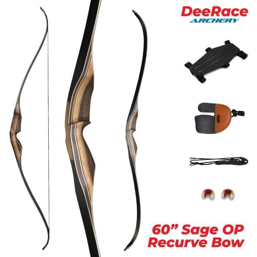60 Inches Archery Sage One Piece Recurve Bow Traditional Hunting Bow OP Bow for 3D Hunting 25lbs-60lbs Left Hand Right Hand LHRH