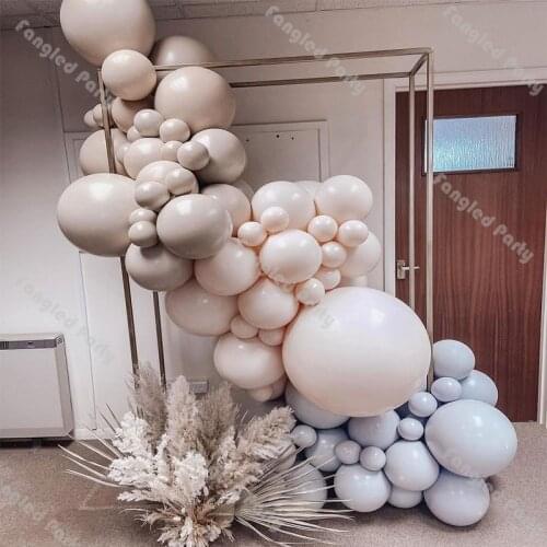 91pcs Doubled Apricot Cream Peach Macaron Blue Balloon Garland Arch Kit Baby Shower Gender Reveal Birthday Party Supplies