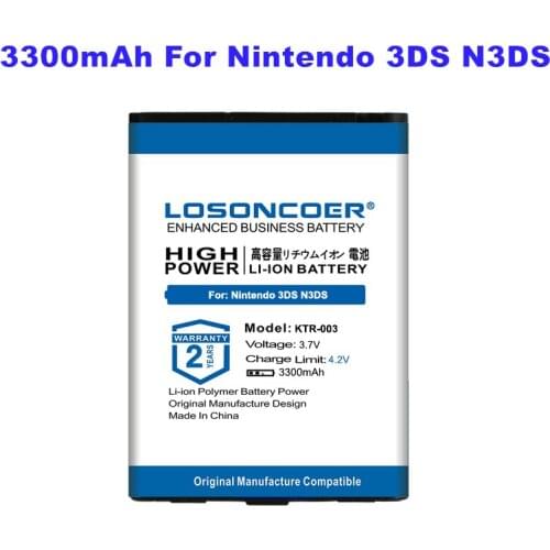 LOSONCOER Rechargeable Battery KTR-003 KTR 003 KTR 003 3300mAh Battery 5.2Wh for Nintendo 3DS N3DS Battery 3.7v