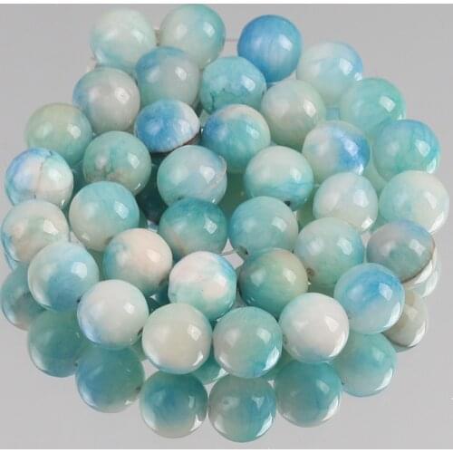 Natural Stone Blue Jades Chalcedony Beads Round Loose Spacer Beads For Jewelry Making DIY Bracelets 6/8/10/12mm 15"Inches