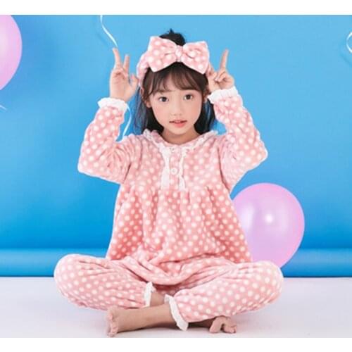 Kids Flannel Pajama Sets Winter Christmas Pyjamas For Children Thick Warm Cartoon Sleepwear Nightwear Girls Boy Casual Home Suit