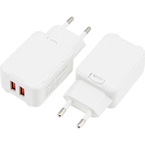 Suitcase Design EU Plug 5V Dual USb Ports Adapter Mobile Phone Travel Wall Charger for IPhone Samsung Xiaomi wholesale 30pcs/lot