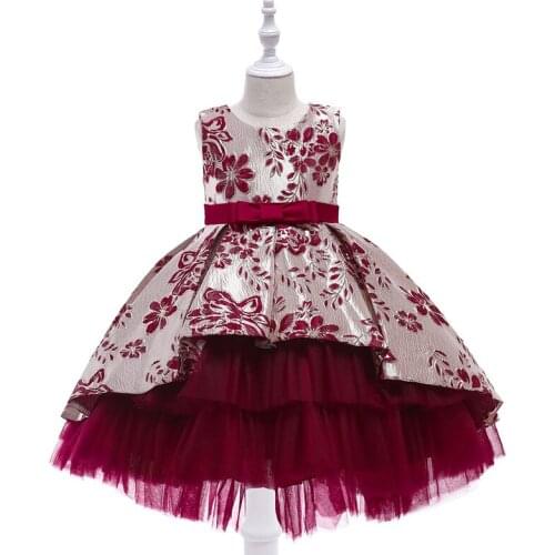 Girls Trailing Evening Dress Exquisite Jacquard Princess Dress High-end Party Little Girl Clothing Kids Elegant Prom Dress
