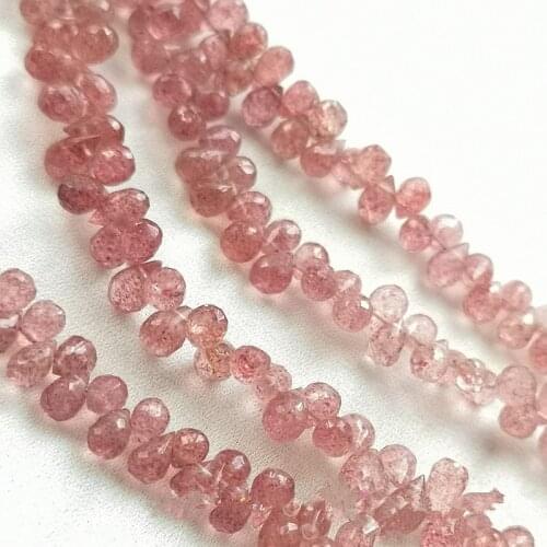 Strawberry quartz drop faceted red 8-9mm for DIY jewelry making loose beads FPPJ wholesale beads nature gem stone