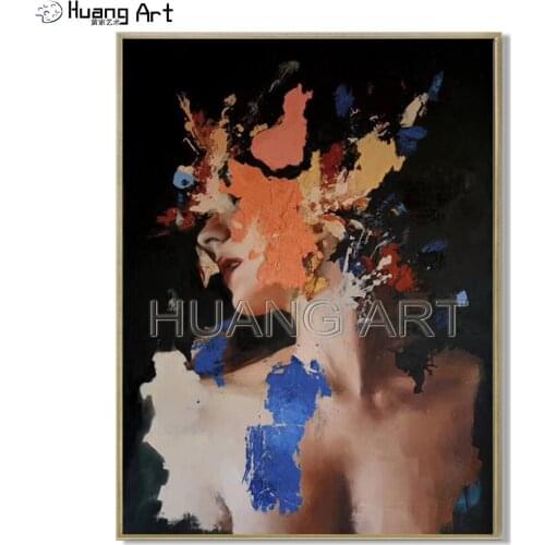 Creative Design Wall Art Hand-painted Beauty Nude Girl Oil Painting on Canvas Sexy Portrait Painting for Decor Figure Painting