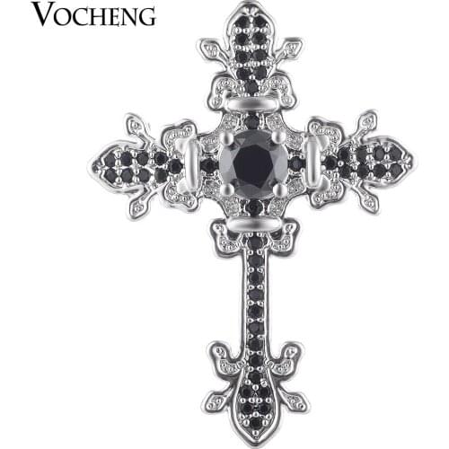 Cross with CZ Stones Vocheng Snap Charms Luxury 18mm 4 Colors Copper Material Vn-1673