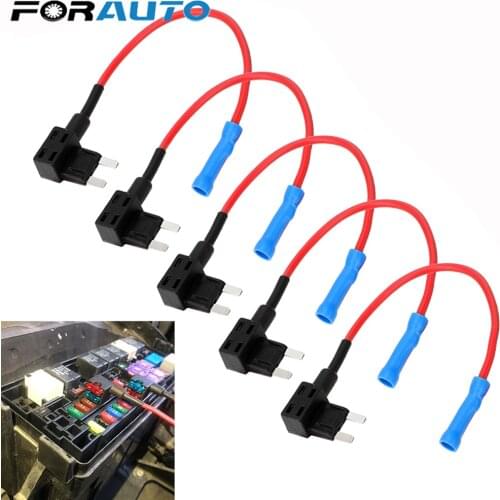 FORAUTO 5 Pcs APM Tap Mini Blade Micro Add-a-Circuit Adapter 12V Car Fuse box Holder Auto Motri Insurance ATM Adapter