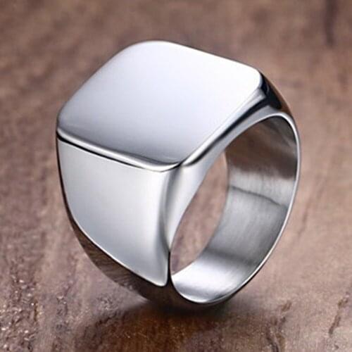 Fashion Stainless Steel Silver Color Square Rings High Polished Mens Womens Biker Ring Simple Jewelry US Size 7-12Christmas Gift