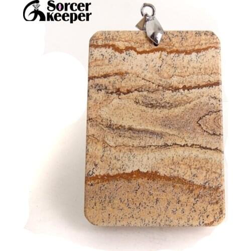 Men Jewelry Pendant Yellow Natural Picture Gem Stone Pendant Necklace Wholesale Fashion Crystal Pendants for Boys Gifts BS314