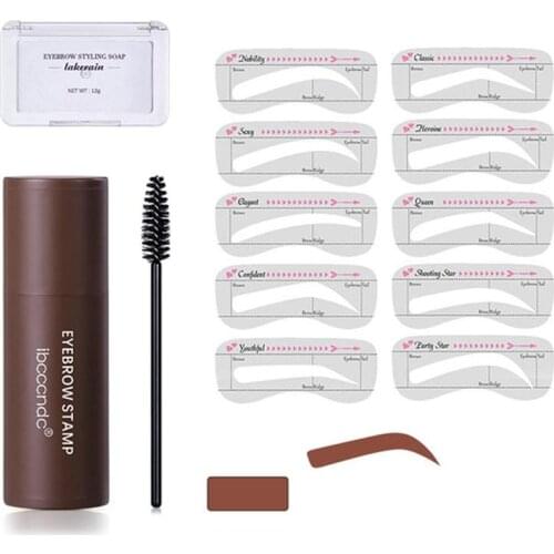 Eyebrow Stamp Shaping Kit Makeup Waterproof Brow Powder Natrual Eye Brow Stick Hair Line Contour With Eyebrow Stencils Brushes