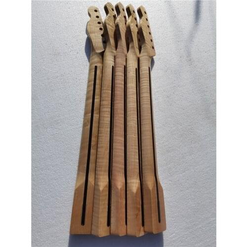 One Tiger Flame Maple Guitar Neck 21 Fret 25.5inch Dark Yellow Pearl Dot Inlay DIY