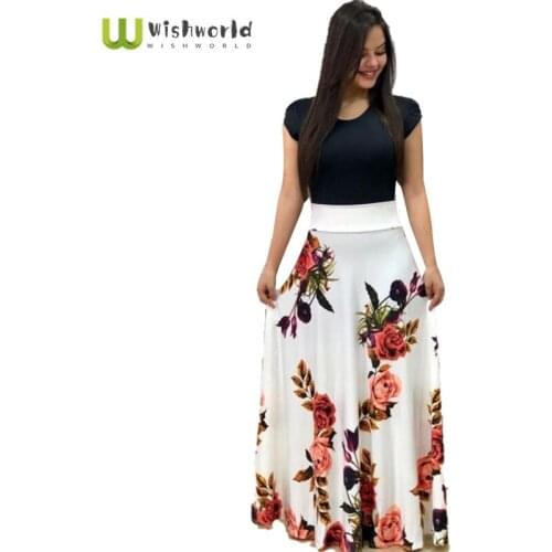 S-5XL 2021 Europe United States Wind Flower Printing Color Matching Long Sleeve Dress Fashion Leisure Big Yards of Clothes