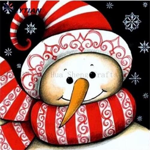 Christmas,Holiday,Snowman in Santa Hat,5D Diamond Painting Full Round Square Drill Diamond Embroidery Mosaic Home Decor Sticker