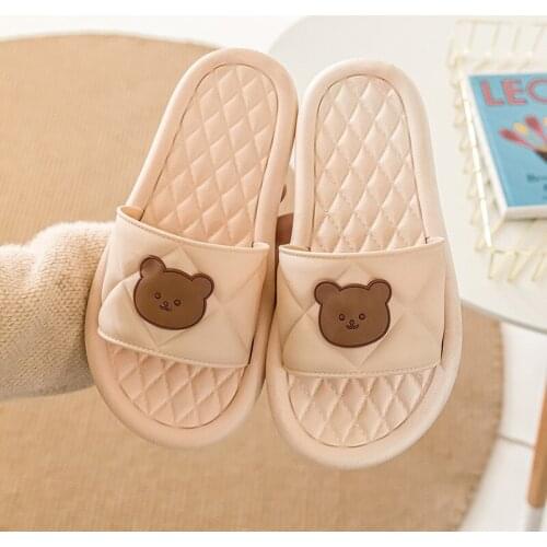 Mazefeng Summer Slides Cartoon Women Slippers Cute Animal Bear Home Slip on Beach Sandals Bothroom Shoes Flip Flops Zapatillas