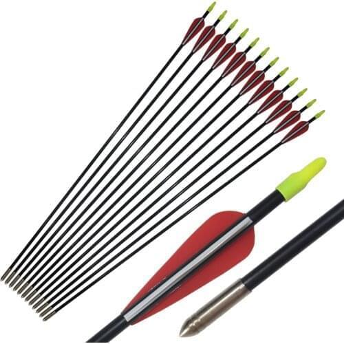 12Pcs 31" Fiberglass Arrows7mm Diameter Hunting Pracitce for Recurve Bow Target Shooting