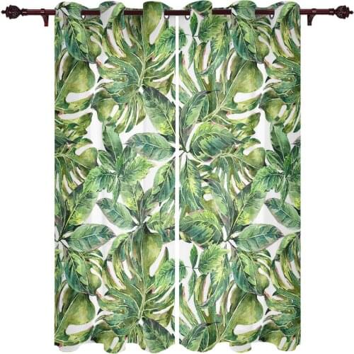 Tropical Plant Leaves Palm Leaves Window Curtains for Living Room Kitchen Bedroom Drapes Kids Room Home Decor Curtain