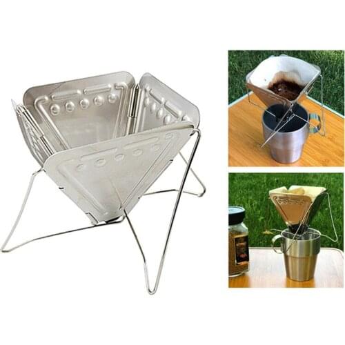 Outdoor Coffee Dripper Camping Folding Portable Coffee Drip Rack Foldable Coffee Maker Stainless Steel Coffee Filter Cup
