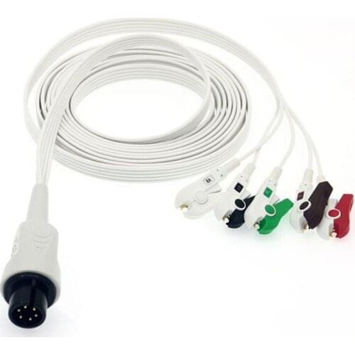 Universal 6Pin Disposable Direct-Connect ECG Cable 5Lead