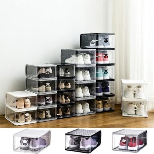 Thickened Transparent Plastic Lattice Shoe Box Customized Shoe Storage Artifact Shoe Box Drawer Type Assembly Storage Bins Box