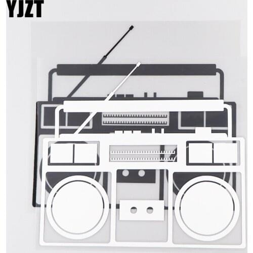 YJZT 17×15.5CM Radio Car Stickers Creative Fun Decorative Vinyl Decals Black/Silver 20D-0061
